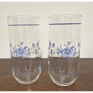 Set of 2 Vintage France Arcopal Glenwood Glasses Tumblers 16 oz